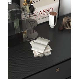 Black Wallpaper Peel and Stick Wallpaper 3D Carbon Fiber Vinyl Wallpaper 15.8''×78.7'' Self Adhesive Wall paper Removable Textured Wall paper Dark Black Contact Paper for Bedroom Tabletop Cabinets