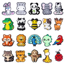 Qaziuy Shoe Charms, Pack of 20 Croc Badges Animals Removable DIY Shoe Stud Shoe Jewellery Cute Cartoon Badge Animals for Shoes for Children Teenagers Adults, Polyvinyl Chloride