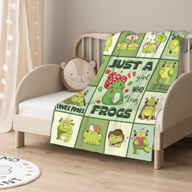 Frog Throw Blanket is Super Soft and Warm,The Lightweight Flannel Blanket is for All-Season Use,A Great Choice for Gifts 80"x60"for Adult