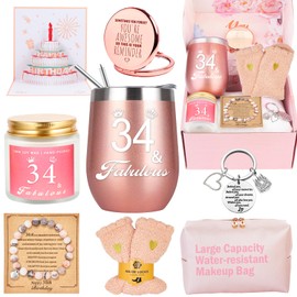 34th Birthday Gifts for Women Her, Happy 34th 34 Year Old Birthday Basket Gifts Box for Women Best Friends Female Daughter Sister Her Girlfriend Coworker Bestie Birthday Unique