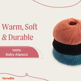 Joy Yarn Lace Weight 4-Pack, 25g/219yd - 100% Baby Alpaca | Ultra-Soft Yarn Spun For Knitting & Crocheting Beautiful Stitch Definition for Sweaters, Blankets & Accessories | Rose Gold