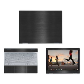 Decalrus - Protective Decal for Google PixelBook (12.3" Screen) Laptop Black Texture Brushed Aluminum Skin Skins Decal wrap BAgooglePixelbk12Back