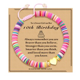 Nebubag Happy Birthday Bracelets Gifts for 10 Year Old Girls,Heart Charm Bracelets Gifts for Teen Girls Unique Birthday Gifts for Daughter Granddaughter Niece Sister Friends (10th Birthday)