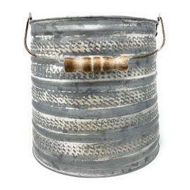 Embossed Metal Bucket Large Utensil Holder Organizer