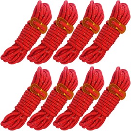 anddat Tent Rope, Guide Rope, Tarp, Shelter, Outdoor, Reflective Material, 1.6 ft (4 m), Universal Fittings, Set of 8, Paracord (Red), For 5 People, One-Touch Tent, Front Room Included, Compact,