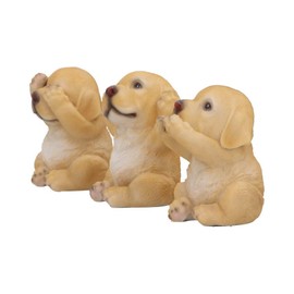 Nemesis Now Three Wise See No Evil Hear No Evil Speak No Evil Figurines, Adorable Hand-Painted Resin Collectibles and Gift - Golden Labradors