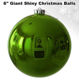 Lime Green 6.0" Extra Large Christmas Balls - Christmas Tree Decoration Ornaments Shatterproof Hanging Shiny Balls for Birthday Holiday Wedding Decorations Set of 2pcs