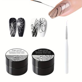 finger secret Spider Nail Polish Gel White & Black Nail Spider Gel Polish ,Spider Web Gel Nail Art,Spider Gel Drawing Gel Nail Polish Set Nail Art Wire Drawing Gel for Line with Nail Art Brushes