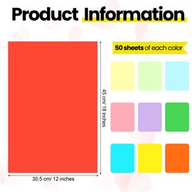 Yahenda 500 Pieces Construction Paper Bulk 12'' x 18'' Card Stock Printer Paper Craft Lightweight Art Colored Paper for Adults Drawing(Fresh Color)