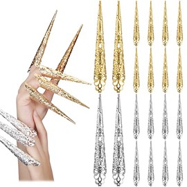 20 Paquetes de Anillos de Garra para Uñas de Halloween Garra de Uña de Reina Antigua Garra de Nudillo de Dedo de Metal para Halloween Mujeres Cosplay 