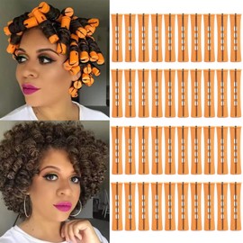 Riseety Cold Wave Perm Rods For Long Hair,40PCS Orange Plastic Curling Rods For Short & Natural Hair,DIY Perming Rods For HairStyling(Orange 40Pcs)