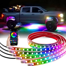 Underglow Lights for Car, 6 Pcs Led Strip Lights with RGB Dream Color Chasing, APP Control 12V Flexible LEDs Underbody Lights, Waterproof Underglow Led Light Kit