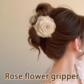 Rose Claw Clips for Women Girls Flower Hair Clips for Women Girls Rose Hair Decorations for Party Prom Wedding Hair Clip Set for 2