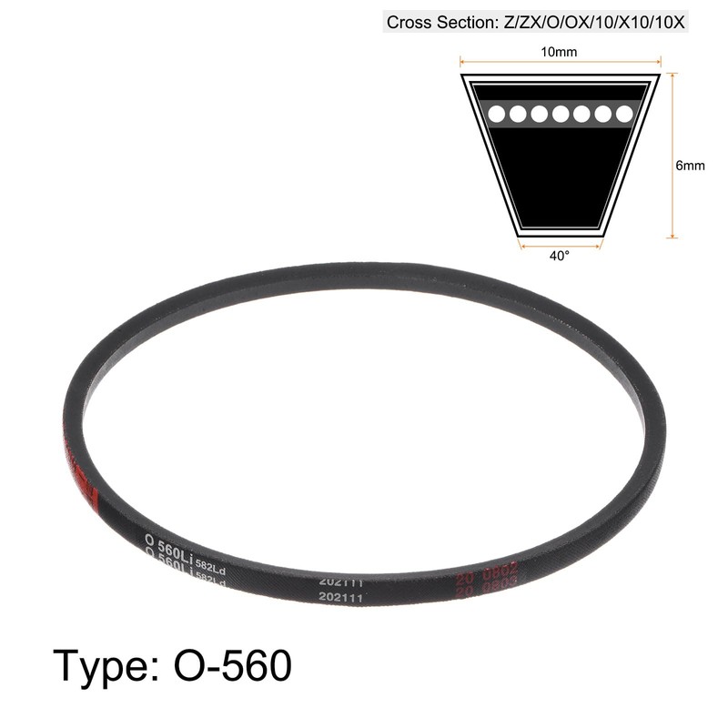 sourcing map O-560 V-Belt Drive Belt 560 mm Rubber for