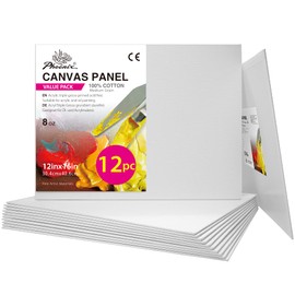 PHOENIX Painting Canvas Panels 12x16 Inch, 12 Value Pack - 8 Oz Triple Primed 100% Cotton Acid Free Canvas Boards for Painting, White Blank Flat Canvas Boards for Acrylic, Oil Paints