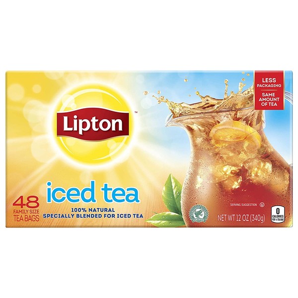 Lipton Family-Sized Black Iced Tea Bags, Unsweetened 48 ct