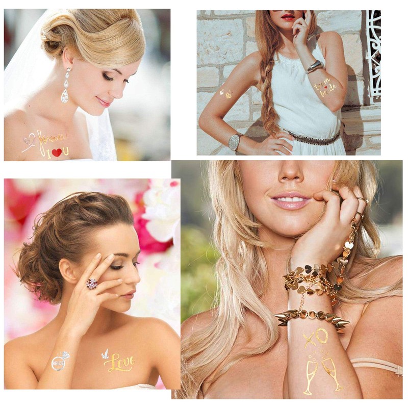 HOWAF 134 Piece Hen Party Tattoo Set, Gold JGA Tattoo