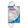 SlimLine 2236 Flat Plug Extension Cord, 2-Wire, 7-Foot, White