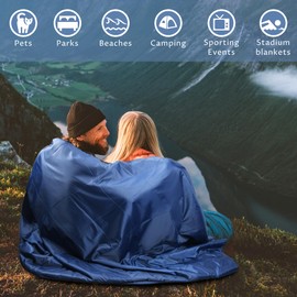 Tirrinia Waterproof Outdoor Blanket with Sherpa Lining, Insulated Waterproof Oxford & Plush Sherpa, Foldable for Stadium Camping, Sports, Picnic, Grass, Concerts, Pet,60” x 80”