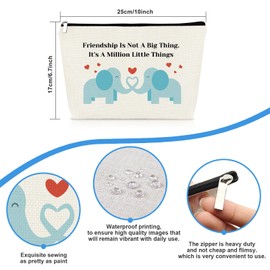 Friendship Gifts for Women Best Friend Makeup Bag Elephant Friendship Gifts Birthday Graduation Gift for Female Besties Sisters BFF Elephant Lovers Gift Cosmetic Bag Travel Toiletry Pouch