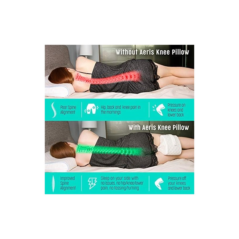 AERIS Knee Pillow for Side Sleepers,Maximum Sciatica,Joint,Hip,Restless Leg Syndrome,Back,Scoliosis Pain