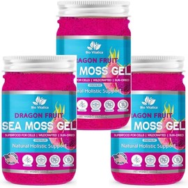 Sea Moss Gel by BioVitalica - Irish sea Moss raw Organic - Premium Quality - Dr Sebi, Vegan superfood for Cells - 100% Natural Seamoss Gel (Pack of 3, Dragon)
