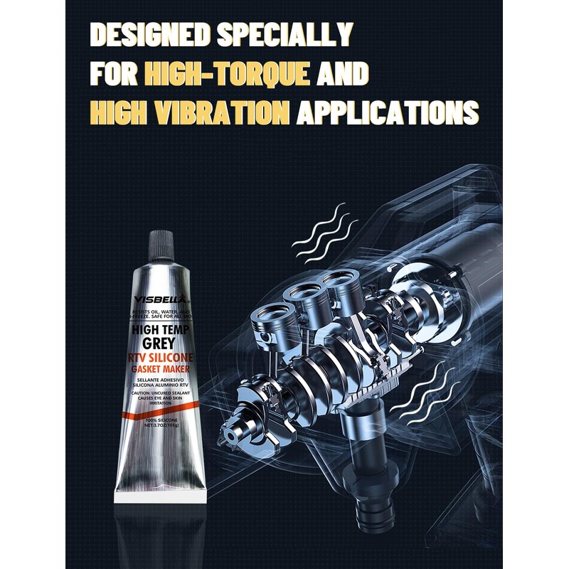 Visbella High Temperature RTV Silicone Gasket Maker, Sealed Oil Resistant