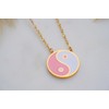 Yin Yang Necklace Set 3 Pack, Pink White Enamel Pendants,