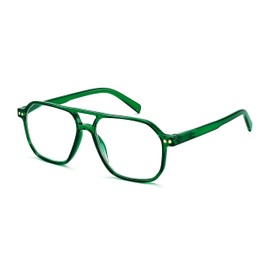 FEISEDY Retro Aviator Reading Glasses Square Readers with Spring Hinge Blue Light Reading Glass for Women Men B0068 Green 2.5x