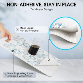 ALIUNI Drawer and Shelf Liner, Non-Slip Kitchen Cabinet Liners Non-Adhesive Thick Strong Grip Waterproof Washable Mats Protect Dresser Shelves Cupboard Bathroom Cabinets, Spiral, 12 in X 20 FT