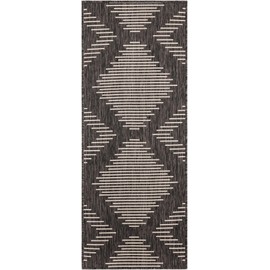 Unique Loom Outdoor Modern Collection Area Rug - Tambor (2' x 5' 1" Runner, Charcoal Gray/ Ivory)