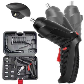 Destornillador Inalámbrico, Destornillador Eléctrico 3.6V, 47PCS Atornillador Eléctrico Recargable,Cuerpo giratorio de 360°, Taladro Electrico para Reparación Muebles Reparar Automóviles(Negro)