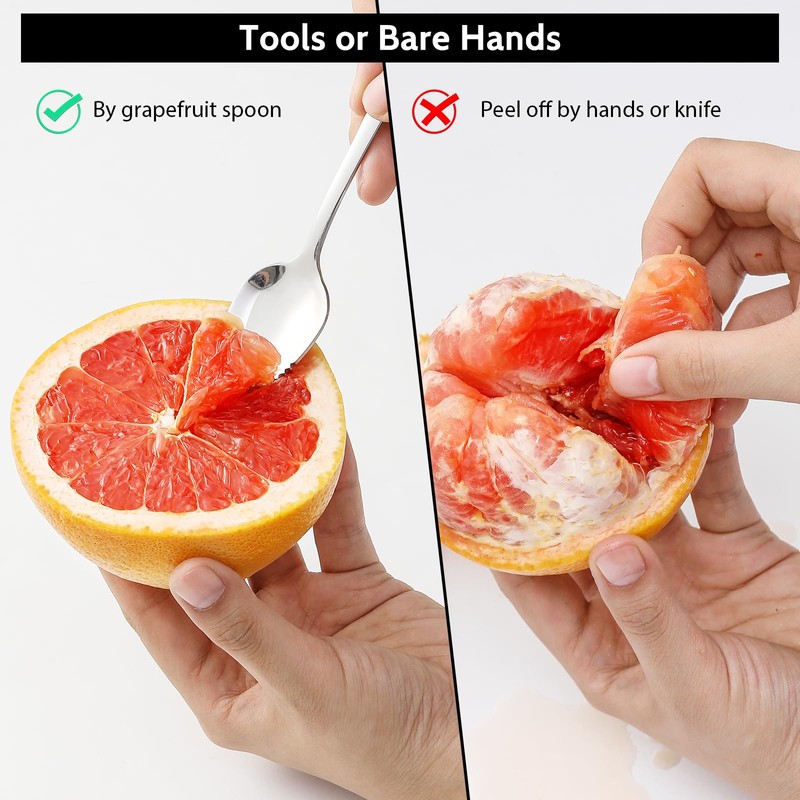 Hiware 4-piece Grapefruit Spoons and Grapefruit Knife, 18/8 Stainless Steel