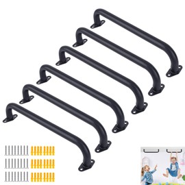 BiJun17 inch Metal Playground Handles,Monkey Bars Indoor Heavy Duty Ceiling Grab Bars for Indoor Outdoor Playgrounds Climbing Frames,Treehouses and Wall ladders (Black Set of 6)