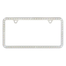 Bling License Plate Frame with 72 Elegant Crystals Channel Set Into a Quality Chrome Plated Zinc Alloy Frame - Sparkles Like Diamonds Glitter and Rhinestones - Sold as Qty 1