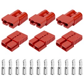 120A-600V Battery Quick Connect/Disconnect with 2/4/6 AWG, 6PCS Jumper Cable Plug Connector, Compatible with Anderson Connector for Rescue Winch, Motor Recovery, Winch Trailer, Traction System(Red)