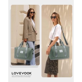 LOVEVOOK Ryanair Hand Luggage, Expandable Hand Luggage Bag for Airplane, Foldable Small Travel Bag, Cabin Travel Bag, Weekender Carry On Luggage for Men and Women, Green, Modern