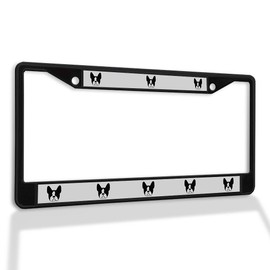Fastasticdeals Metal Insert License Plate Frame Boston Terrier Face Weatherproof Car Accessories Black 2 Holes Solid Insert