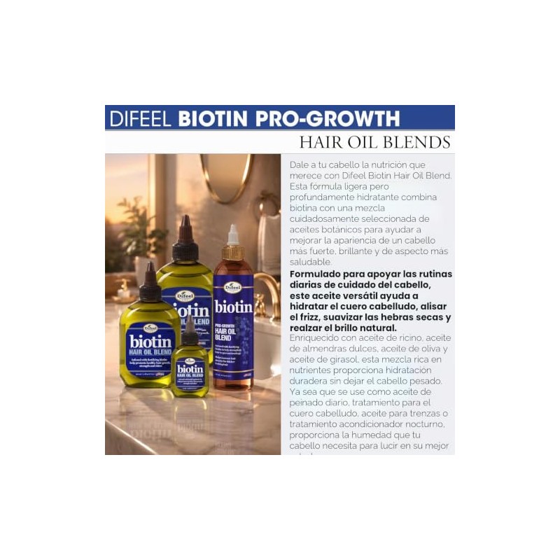 Difeel Biotin Hair Oil Blend - Mezcla grande de 12
