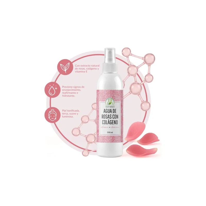 Agua De Rosas Con Colágeno Anti Arrugas (500ml)
