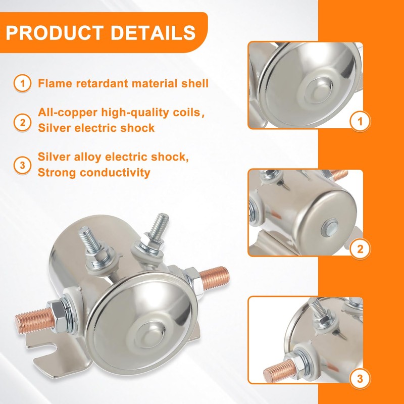 HUAREW Max 300A Continuous Duty Solenoid Relay 4-Terminal Nickel-Plating 12VDC