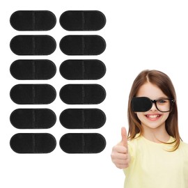 QIYUDA 12 Pcs Eye Patch for Adults Kids, Reusable Soft Single Right Left Eye Patches Glasses for Treating Lazy Amblyopia Strabismus (Black)
