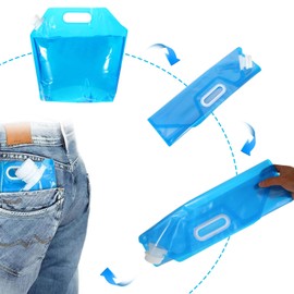 MIVIDE Pack of 8 Foldable Water Containers 10 L with Tight Lid, Foldable Water Container BPA Free for Outdoor, Camping, Barbecue, Household (Blue)