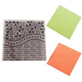 Arbuya Merry Christmas Leaves Background Plastic Embossing Folders for Card Making or Journaling DIY Template Photo Album Paper Handmade Scrapbooking Craft Decoration Mold 5.9"x5.9"