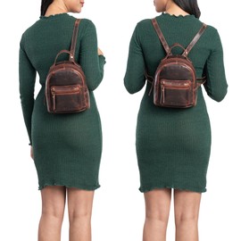 STILORD 'Tiny' Mini Backpack Women's Leather Backpack Women's Small City Backpack Vintage Daypack Leather Backpack Small Women's Backpack Genuine Leather, Porto - Cognac, Rucksack