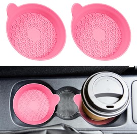 8 piezas de posavasos para portavassos de coche, inserto universal de forro de portavasos de silicona para coche (rosa)