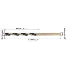 sourcing map 24pcs Straight Shank Twist Drill Bits 3mm Gold Titanium & Black Nitride Coated High Speed Steel (HSS) 4341 with 3mm Shank for Stainless Steel Alloy Metal Plastic Wood