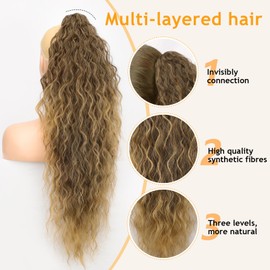 ORSUNCER Ponytail Extension Claw Clip 26" Curly Pony Tail Clip in Hair Extensions Fluffy Natural Looking Synthetic Hairpieces for Women