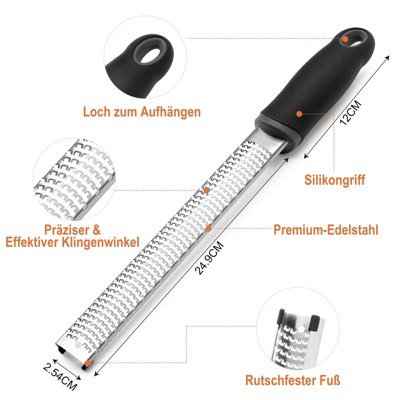 YC Kitchen Zester Grater, Stainless Steel Cheese Grater, Parmesan Grater,