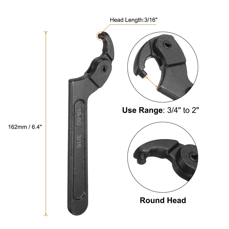 sourcing map C Hook Spanner Wrench, 3/4 to 2 inches